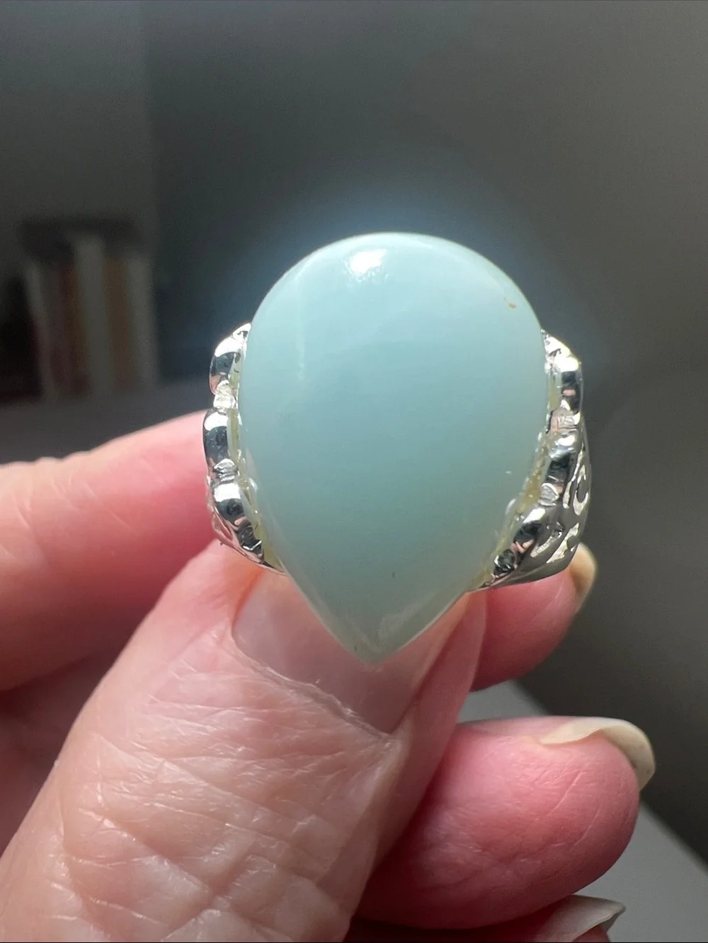 Teardrop Light Blue Gemstone 925 Sterling Silver - Heirloom Estate